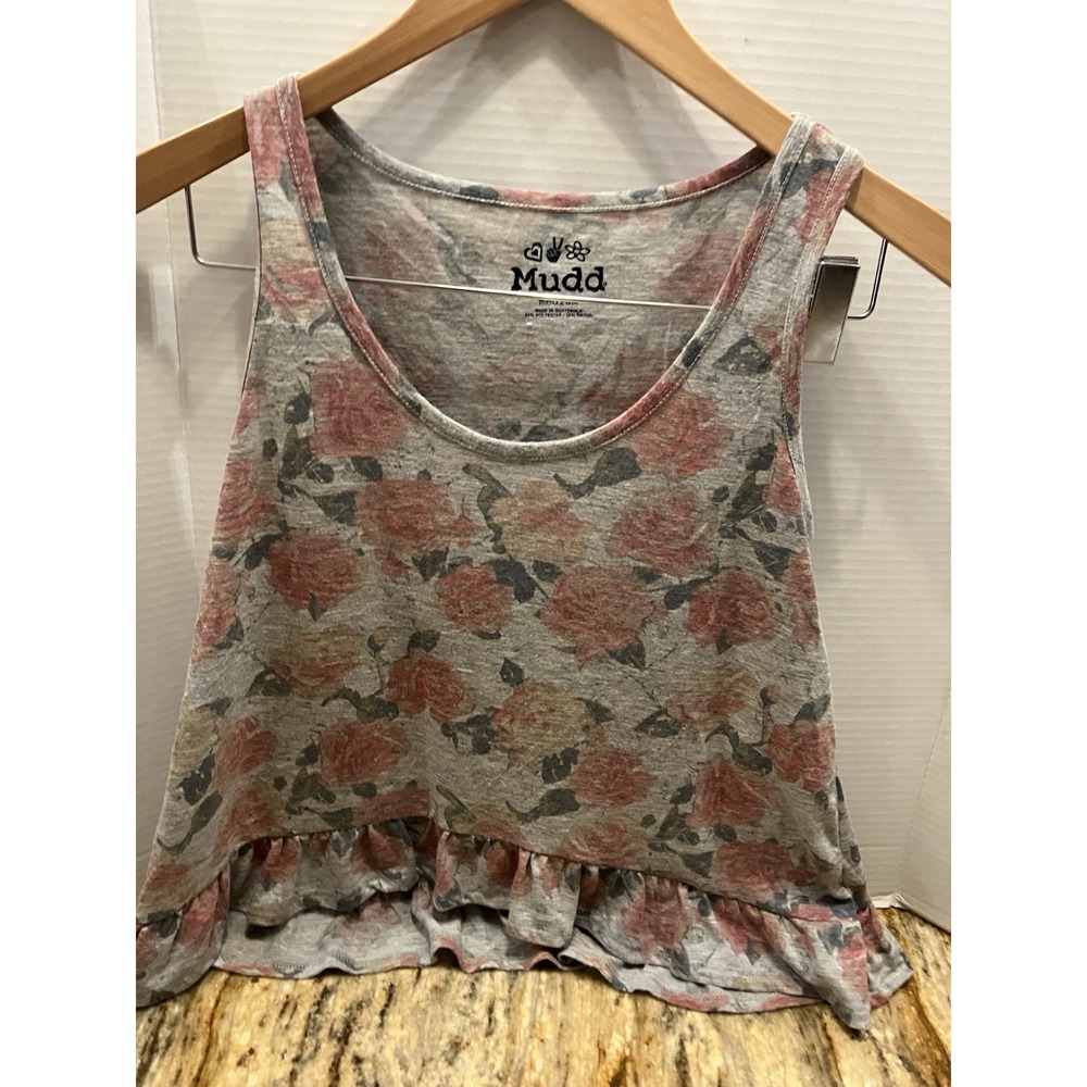 Mudd  Y2K Vintage Babydoll Floral Tank Top Medium Fairy Lace Ruffle Flowy Comfy